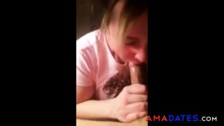 BLONDE GIVES PERFECT SLOPPY BLOWJOB TO SWALLOW