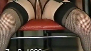 Old woman loves masturbating fishnet stockings in office and car