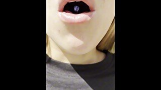 Smoking and spitting hocking loogies tongue out by a nasty girl