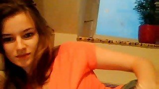 Delicate French webcam girlie flashes her sweet boobs for me