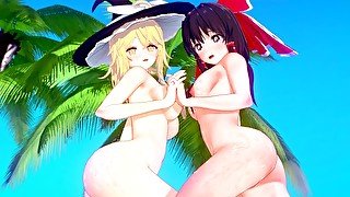 POV: REIMU AND MARISA SUBMITS TO YOU (TOUHOU HENTAI UNCENSORED COMPILATION)