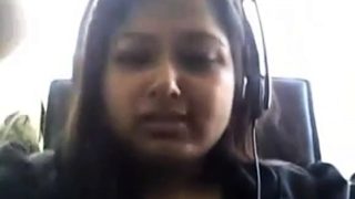 Bored Desi chubby on webcam plays with her boobie