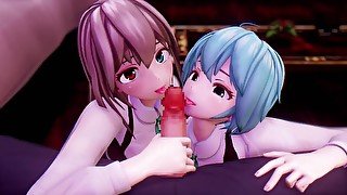 hentai mmd - Wフェラ_60fps (lovemax)