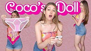 Girlfriend Coco Mars makes sissy bf dress up for the movies