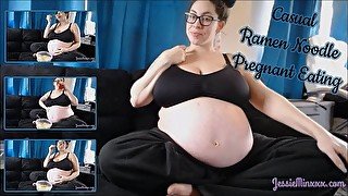 Casual Ramen Noodle Pregnant Eating