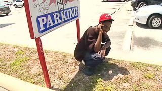 Two black hommies are in an outdoor gay performance