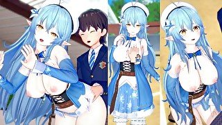 【エロゲーコイカツ！】VTuber 雪花ラミィ3DCG巨乳アニメ動画(バーチャルYoutuber)[Hentai Game Koikatsu! Yukihana Lamy(Anime 3DCG Vid