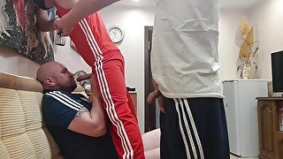 Young ALPHA MALE in ADIDAS hard FUCKS DEEPTHROAT with a BIG THICK COCK