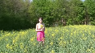 Picking flowers before going inside for a hardcore fuck