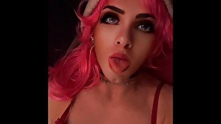 Cute femboy Crossdresser pleasuring herself