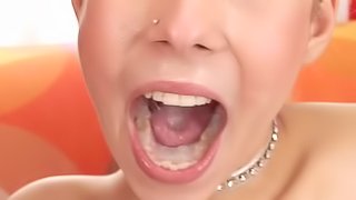 Hot blonde Sarah 2 deepthroats and eats the sweet cum