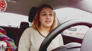 Sexy teen pornstar in talking about her personal life while driving