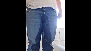 Jeans piss, very horny