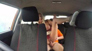 Huge tits blonde in sneakers bangs in car