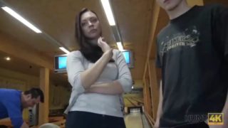 Hunt4k. couple is tired of bowling, guy wants money, chick