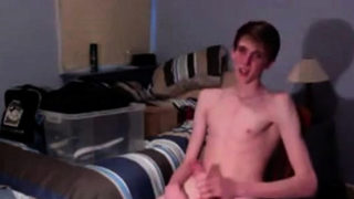 Skinny shaved boy wanks