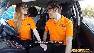 Ella Hughes gets a hot creampie from her fake driving instructor after a wild fuck in the car