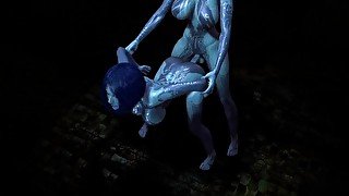 Cortana is having trouble with one of her Clones  Halo Porn Parody