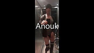 Anouk - Outdoor Undressing in Elevator and Naked Showing Off on Public Arcade