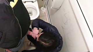 Cum shot in public toilet