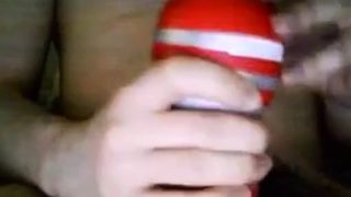 Bi 18 yr old stroking his virgin cock with my new Tenga cup.