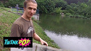 TWINKPOP - Dude Earned Some Cash From Fishing Nude And Swallowing Cum