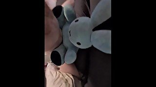 Humping plush bunny until i cum hard on it