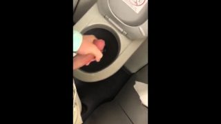 Cute twink guy jerking off in the toilet