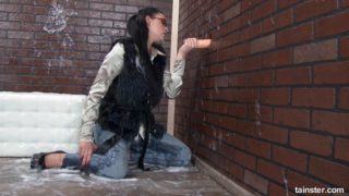 Dirty slut gets even dirtier in glory hole room