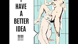 Old Young shower sex comic strip