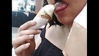 EATING and LICKING ice cream like your COCK/ YUMMY/ COLD ON MY TONGUE/ model rebecca