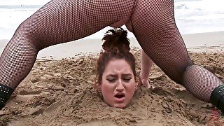 SSBBW Disgraced on beach in Spain