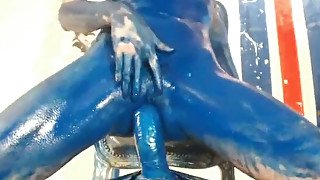 Alt girl full in paint fucks a dick