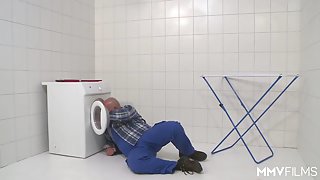 MMV FILMS German Mom draining the plumber