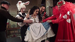 Alice in Wonderland-themed gangbang for Arabelle Raphael