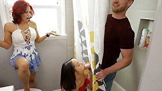 Horny Alexis Tae helps her adopted mom Ryder Skye teach her stepbrother what a tight wet pussy feels like to fuck