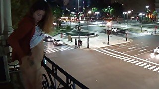 Camilla Moon - outdoor public pissing from a balcony in America (full)