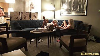 Two Blonde Babes DP Anal In Real Swinger Group Sex Late Night Hotel Party