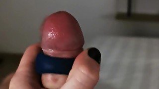 Teasing myself with my cock ring while being watched