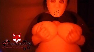 BBW in spooky cosplay Teases with Huge Tits