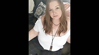 Smoking breast play and tease and cumming with hand down pants