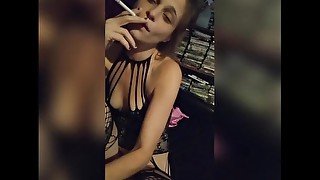 HOTt 🚬🚬🚬 Sexy MILF SMOKING 🚬 AN SUCKING IN SEXY LINGERIE