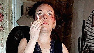 Stepsister sexually smokes a cigarette