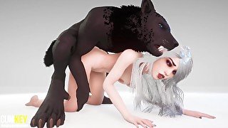 Curvy Bitch breeds with Werewolf  Big Cock Monster  3D Porn Wild Life