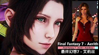 Final Fantasy 7 - Aerith × Red Dress × Footjob