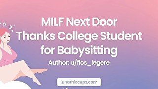 ASMR MILF Next Door Thanks College Student for Babysitting by u/flos_legere [Audio Roleplay]