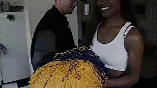 Slender black girl taking his fat dick