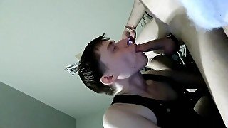 Fag Mouth Worships Hung Straight Cock.