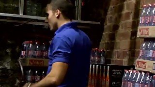 UK twink sucks dick in warehouse before being analdrilled