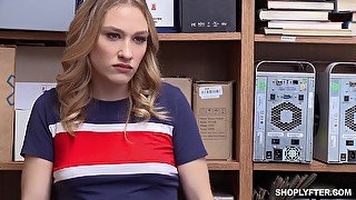 Perverted bitch, Kasey Miller is getting fucked by a horny guy, while in the local store